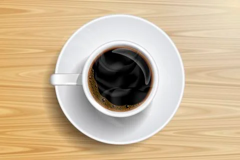 Coffee cup and coffee bean on the wooden table Stock-Illustration