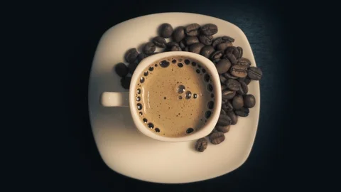 Coffee cup and coffee beans Stock Footage 103690078