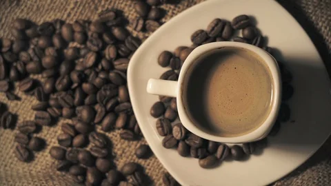 Coffee cup and coffee beans Stock Footage 104690470