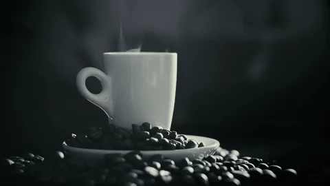 Coffee cup and coffee beans Stock Footage 106417678
