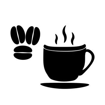 Coffee cup and coffee beans icon isolated on white background. Mug with coffe Stock Illustration