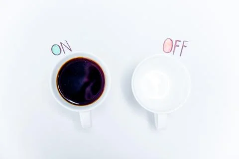Coffee cup and coffee beans on white background Stock Photos