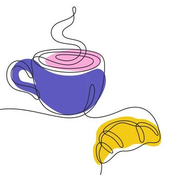 Coffee cup and croissant vector illustration Stock Illustration