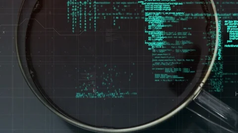 Coffee in a cup and digital codes Stock Footage 107667070