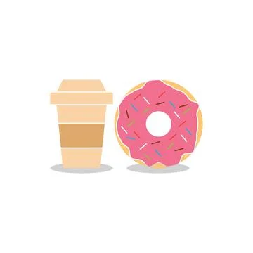 Coffee cup and donuts . Vector flat icon illustration イラスト素材