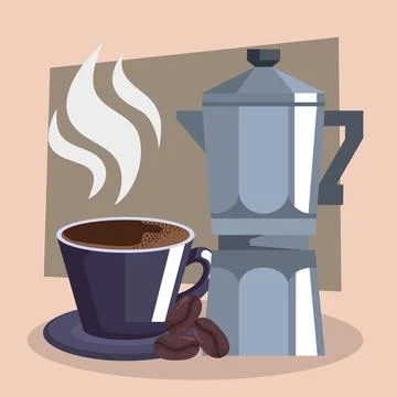 Coffee cup and kettle Stock Illustration