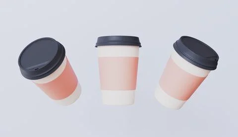 Coffee cup and lid difference location isolated on pastel color background Stock Illustration