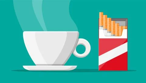 Coffee cup and package of cigarettes. Stock Illustration