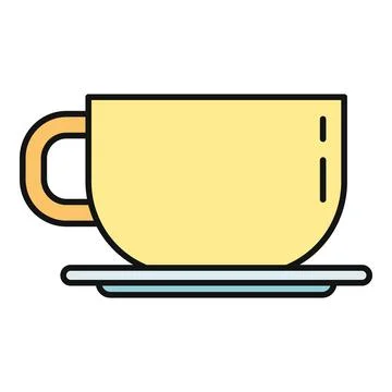 Coffee cup and saucer flat icon design Stock Illustration