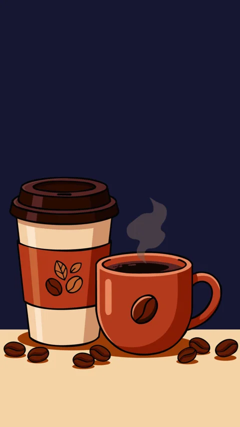 Coffee Cup and Takeaway Coffee Background Cozy Cafe Animated Motion Graphic Stock Footage 344862700