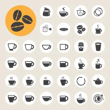 Coffee cup and tea cup icon set. Stock Illustration