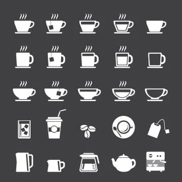 Coffee cup and tea cup icon set Stock Illustration