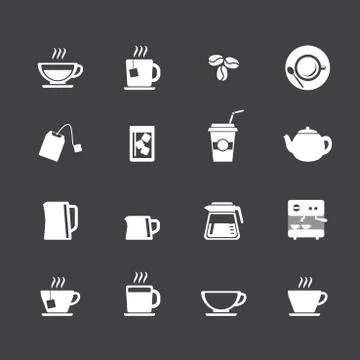 Coffee cup and tea cup icon set Stock Illustration