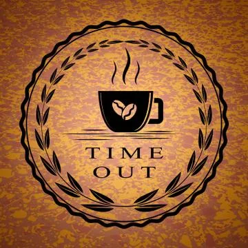 Coffee cup and time out text Illustrazione stock