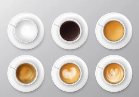 Coffee cup assortment top view collection. Vector illustration Stock Illustration