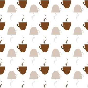 Coffee cup background seamless pattern on white background Stock Illustration