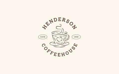 Coffee Cup Badge Logo Vector Template For Cozy Coffeehouse Identity Stock Illustration