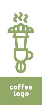 Coffee cup bean logo. Minimalistic logotype Stock Illustration