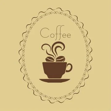 Coffee cup with beans in a frame Stock Illustration