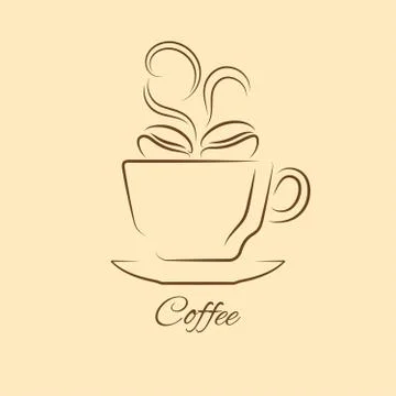 Coffee cup with beans icon Illustration