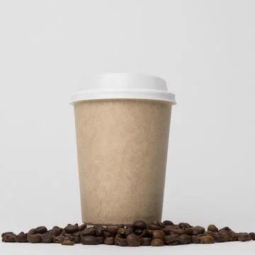 Coffee cup beans low angle. High quality photo Stock Photos