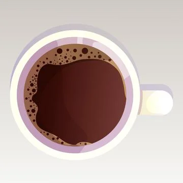 Coffee cup, beverage with caffeine, cappuccino in mug top view in cartoon style Stock Illustration