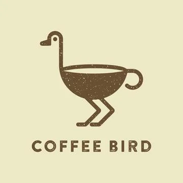 Coffee cup bird Stock Illustration