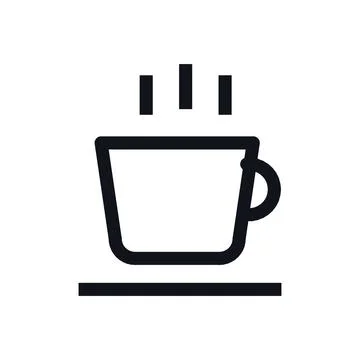Coffee Cup Black White Line Icon Editable Stroke Vector Symbol Stock Illustration
