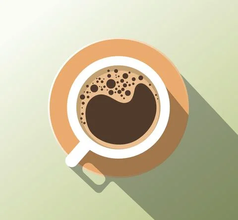 Coffee Cup Bubbles Minimal Illustration Morning Breakfast Hot Beverage Realistic Stock Illustration