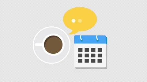 Coffee Cup with Calendar and Speech Bubble Representing Meeting Schedule Stock Footage 339780400