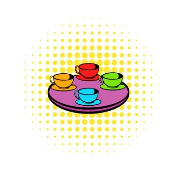 Coffee-cup carousel icon, comics style Stock-Illustration