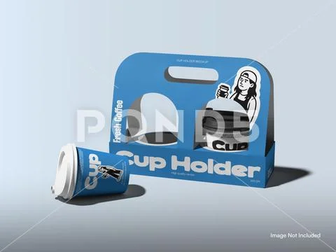 Coffee Cup with Carrier Mockup PSD Template