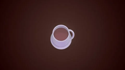Coffee cup centered on a dark brown background in an animated style creating Stock Footage 346735347