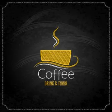 Coffee cup chalk label concept menu Stock Illustration