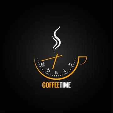 Coffee cup clock time concept background Stock Illustration