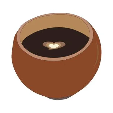 Coffee in a cup of coconut shells for your business brand and coffee s Stock Illustration