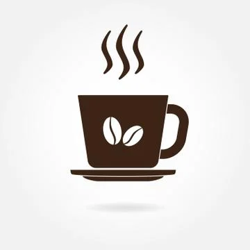 Coffee cup with coffee beans icon or sign. Vector illustration. Stock Illustration