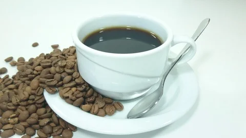 Coffee cup on coffee white background Stock Footage 90159926