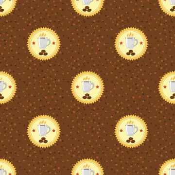 Coffee cup coffeemaker seamless pattern background vector texture drink food Stock Illustration