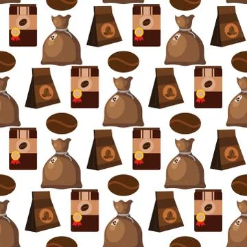 Coffee cup coffeemaker seamless pattern background vector texture drink food Stock Illustration