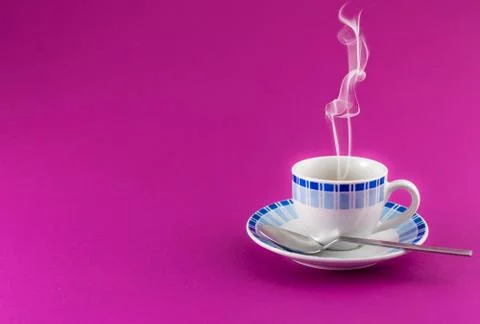 Coffee cup colored teaspoon background Stock Photos