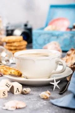 Coffee cup with cookies Stock Photos