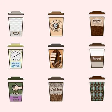 Coffee cup cups cup design paper cup coffee bean Illustrazione stock