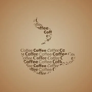 Coffee cup with different fonts stylized image Stock Illustration