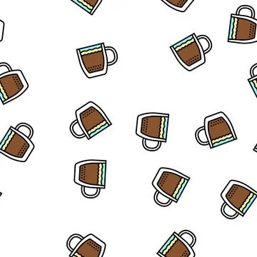 Coffee cup double wall glass vector seamless pattern 스톡 일러스트