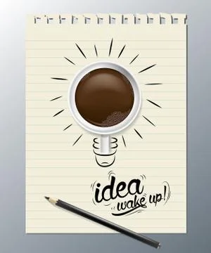 Coffee cup on drawing concept idea Stock Illustration