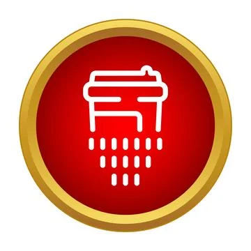 Coffee cup dripping liquid icon on red circle Stock Illustration