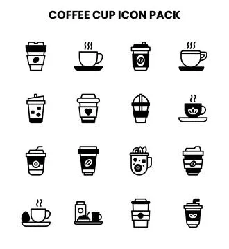 Coffee Cup DuoTone Graphics Icons Pack Stock Illustration