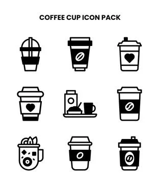Coffee Cup DuoTone Graphics Icons Pack Stock Illustration