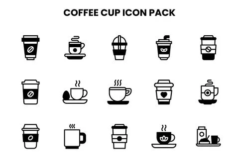 Coffee Cup DuoTone Vector Icons Pack イラスト素材